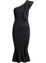 CATWALK Μίντι κρέπ φόρεμα με βολάν και έναν ώμο - Μαύρο 52611