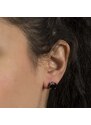 Jt Ασημένια μεγάλα unisex σκουλαρίκια μαύρα ζιργκόν 8mm
