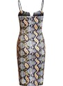 CATWALK Μίντι φόρεμα print φίδι με V - Κίτρινο/Φίδι 52598