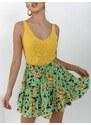 Glamorous Φούστα Mini Με Βολάν Floral Πράσινη - Edem