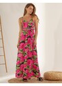 INSHOES Floral maxi φόρεμα με σκίσιμο στο πλάι Ροζ