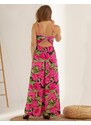 INSHOES Floral maxi φόρεμα με σκίσιμο στο πλάι Ροζ