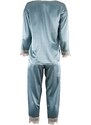 gsecret Σετ saten γυναικεία πυζάμα μακρύ μανίκι λεπτομέρειες δαντέλας. ΣΙΕΛ