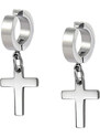 Jt Unisex σκουλαρίκια κρίκοι κλιπ με σταυρό ατσάλινα