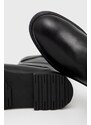 Δερμάτινες μπότες Calvin Klein γυναικείες, χρώμα: μαύρο