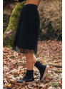 Petra Store Φούστα πλισέ μαύρη με lurex, λάστιχο στην μέση και τούλι