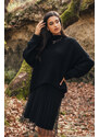 Petra Store Φούστα πλισέ μαύρη με lurex, λάστιχο στην μέση και τούλι