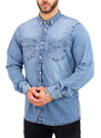 Huxley and Grace Ανδρικό μπλε χλώριο τζιν πουκάμισο με κουμπιά 18276