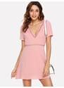 OEM Χαριτωμένο ροζ κοντό φόρεμα με δαντελένιες λεπτομέρειες pink