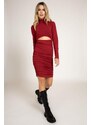Être Clothing Φόρεμα με άνοιγμα και σούρες - Κόκκινο