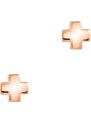 AMOR AMOR Σκουλαρίκια Από Ασήμι 925 Ροζ Επιχρυσωμένο Με Σταυρό EX49203