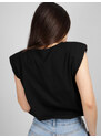 FREE WEAR Μπλούζα με Βάτες και Τύπωμα Γυναίκας - Μαύρο - 001007