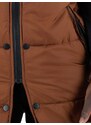 STEFAN Ανδρικό μπρονζέ γυαλιστερό αμάνικο μακρύ παλτό 7526., Χρώμα Καφέ, Μέγεθος XL