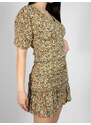 FREE WEAR Φόρεμα Floral Με Σούρα - Πράσινο - 004004