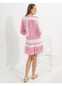 INSHOES Mini φόρεμα εβαζέ με γεωμετρικά σχέδια Φούξια