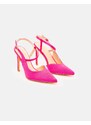 INSHOES Γυναικείες μυτερές open heel γόβες Φούξια