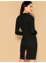 OEM Εντυπωσιακό μαύρο φόρεμα και σχέδιο στους ώμους black