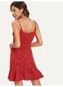 OEM Όμορφο κόκκινο ριγέ κοντό φόρεμα red