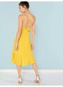 OEM Χαριτωμένο ασύμμετρο κίτρινο φόρεμα με δέσιμο στο στήθος yellow