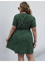 OEM Plus size, Πράσινο φλοράλ κρουαζέ φόρεμα