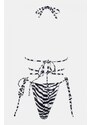 DeCoro Μαγιό Μπικίνι Τριγωνάκι με Κρίκους Animal Print - ΑΣΠΡΟ/ΜΑΥΡΟ