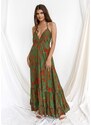 Forebelle Collection Φόρεμα Maxi Εξώπλατο Σκούρο Πράσινο - Abuelo