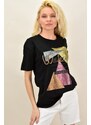 Potre Γυναικείο T-shirt με τύπωμα και στρας WEEKEND