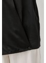 Μεταξωτή μπλούζα Victoria Beckham γυναικεία, χρώμα: μαύρο