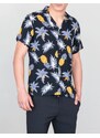 Huxley and Grace Ανδρικό μαύρο φλοράλ κοντομάνικο πουκάμισο 22331B