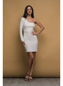 LikeMe Λευκό μίνι φόρεμα με έναν ώμο