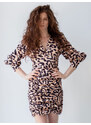 Sotris collection | Φόρεμα λεοπάρ με σούρες Μπεζ