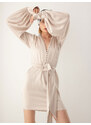 Sotris collection | Γκοφρέ σεμιζιέ φόρεμα με δέσιμο Μπεζ