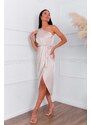 Joy Fashion House Tadeo μίντι φόρεμα με όψη σατέν μπεζ