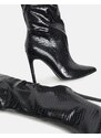 INSHOES Μονόχρωμες μυτερές μπότες με λεπτό τακούνι Μαύρο