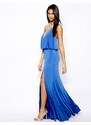 FOREVER UNIQUE Μακρύ Φόρεμα Με Στράς Στις Τιράντες SAX BLUE