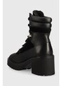 Δερμάτινες μπότες Tommy Hilfiger Heel Laced Outdoor Boot γυναικείες, χρώμα: μαύρο