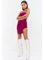 DeCoro Φόρεμα Mini Strapless με Τρουκς - ΒΙΟΛΕΤΙ