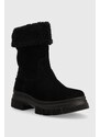 Σουέτ μπότες Tommy Hilfiger Warm Lining Suede Low Boot γυναικείες, χρώμα: μαύρο