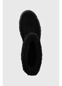 Σουέτ μπότες Tommy Hilfiger Warm Lining Suede Low Boot γυναικείες, χρώμα: μαύρο