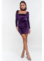 DeCoro Φόρεμα Mini Velvet με Στρας και Choker - ΜΩΒ