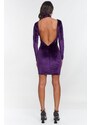 DeCoro Φόρεμα Mini Velvet με Στρας και Choker - ΜΩΒ
