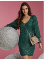 Celestino Φόρεμα με παγιέτες πρασινο για Γυναίκα