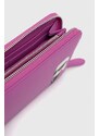 Δερμάτινο πορτοφόλι Karl Lagerfeld γυναικεία, χρώμα: ροζ