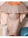 FOREVER UNIQUE Sequin Χρυσό Μίντι Φόρεμα Με Λεπτομέρεια Κάππας ΧΡΥΣΟ