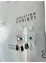 Christina Christi Ασημί Μακριά Σκουλαρίκια Μάτια με Κλιπ