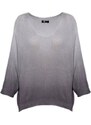 M MADE IN ITALY Γυναικεία γκρί ψιλή πλεκτή μπλούζα νυχτερίδα 33-12062R Silver, Χρώμα Γκρί, Μέγεθος M