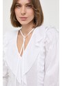 Βαμβακερή μπλούζα BOSS γυναικεία, χρώμα: άσπρο
