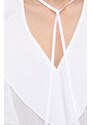Βαμβακερή μπλούζα BOSS γυναικεία, χρώμα: άσπρο