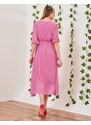 INSHOES Κρουαζέ μονόχρωμο μάξι φόρεμα Ροζ