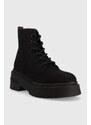 Πάνινα παπούτσια Tommy Jeans LACE UP FESTIV BOOTS χρώμα: μαύρο, EN0EN02133